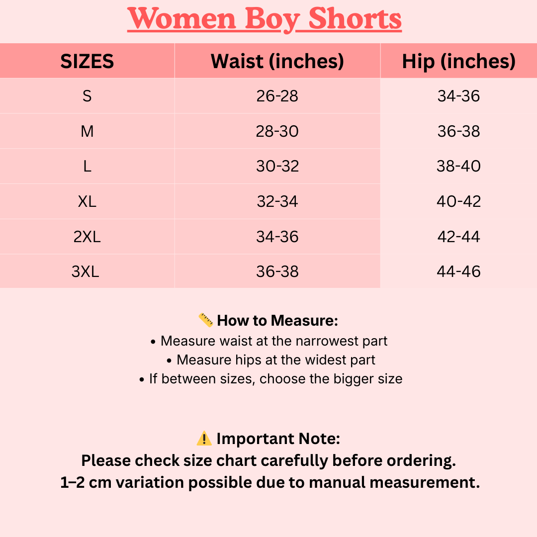 Women’s Premium Cotton Boy Shorts | Soft Stretchy Innerwear | Breathable Daily Wear Panty (Pack of 3 and 4)