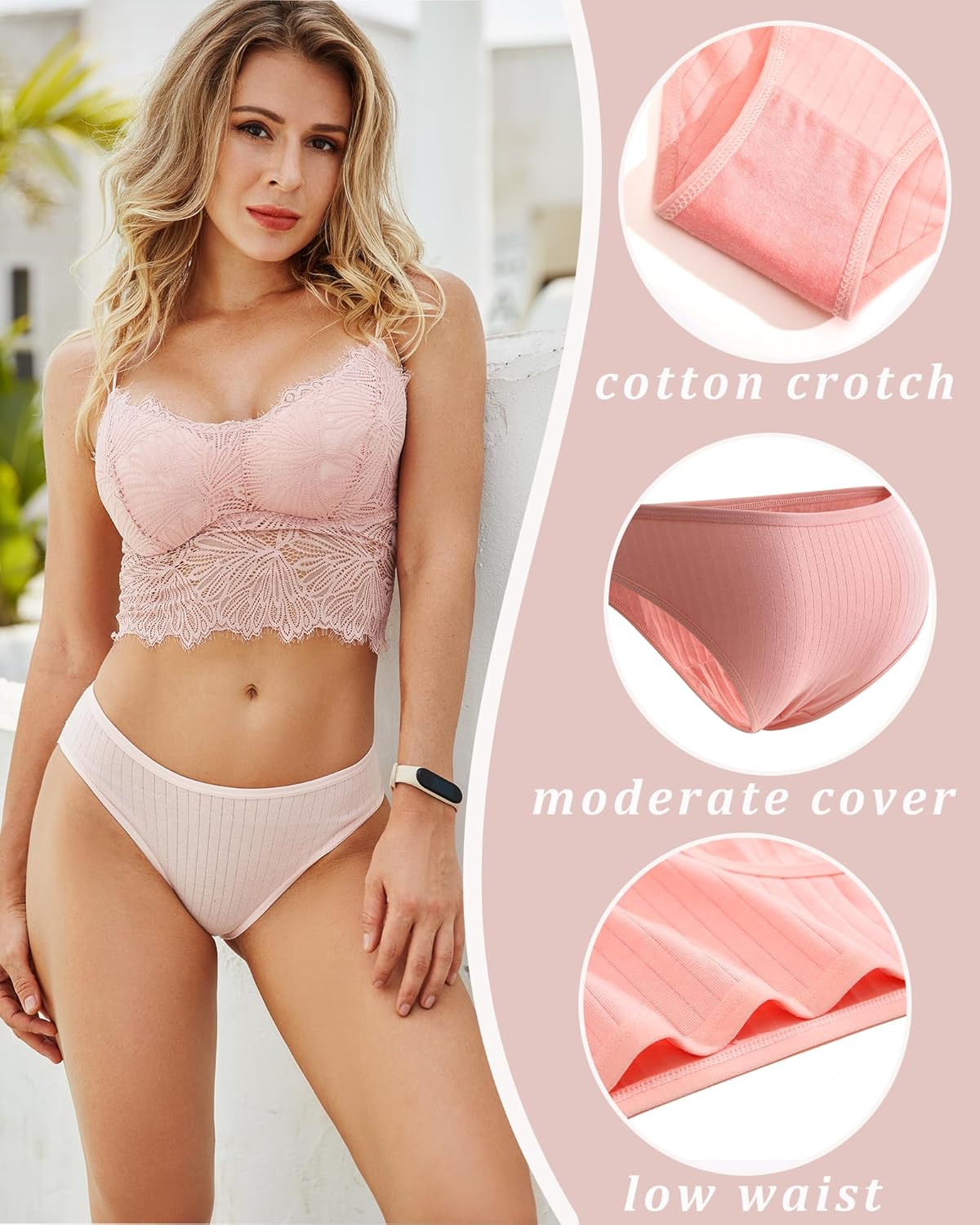 Women’s Cotton Ribbed V-Cut Panties – Comfortable Everyday Mid-Rise Briefs (Pack of 4)