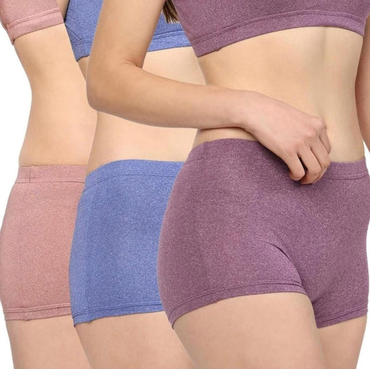 Women’s Cotton Boyshort Panties – Pack of 3 | Soft, Stretchable, Seamless Underwear with Full Coverage | Breathable, No-Panty-Line Everyday Comfort
